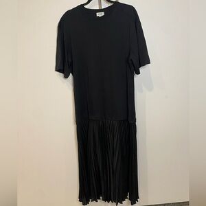 COS Black Mix media Dress with Pleated Skirt